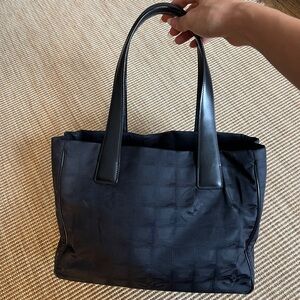 Vintage Chanel Ligne nylon logo bag in black